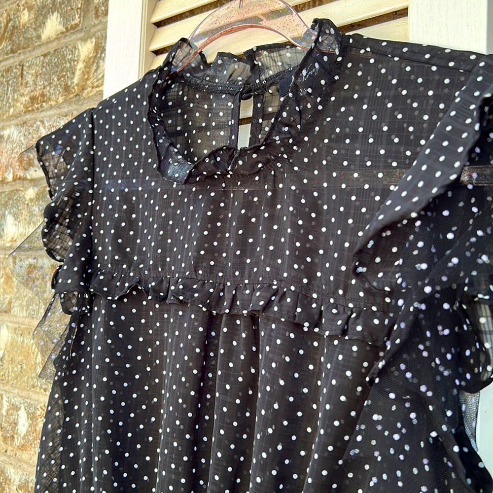 Black Polka Dot Blouse - Picture 2 of 5